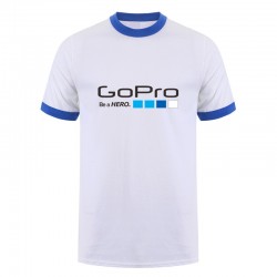 Футболка GoPro (Белая с голубой каймой) (L)